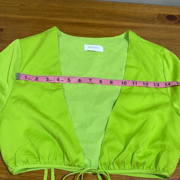 Meshki Neon Green Tie-Front Blouse - Picture 4 of 6